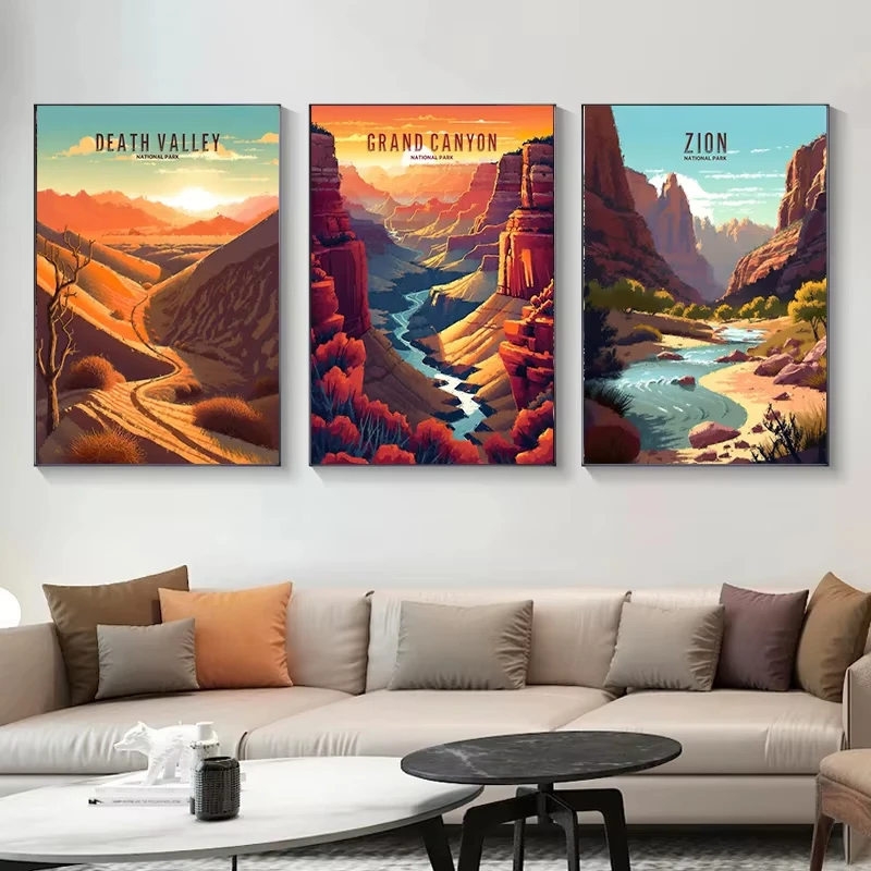 Póster de viaje con paisajes de parques nacionales, Bryce Canyon, Monte Yellowstone, impresión en lienzo, cuadro artístico para pared, decoración del hogar
