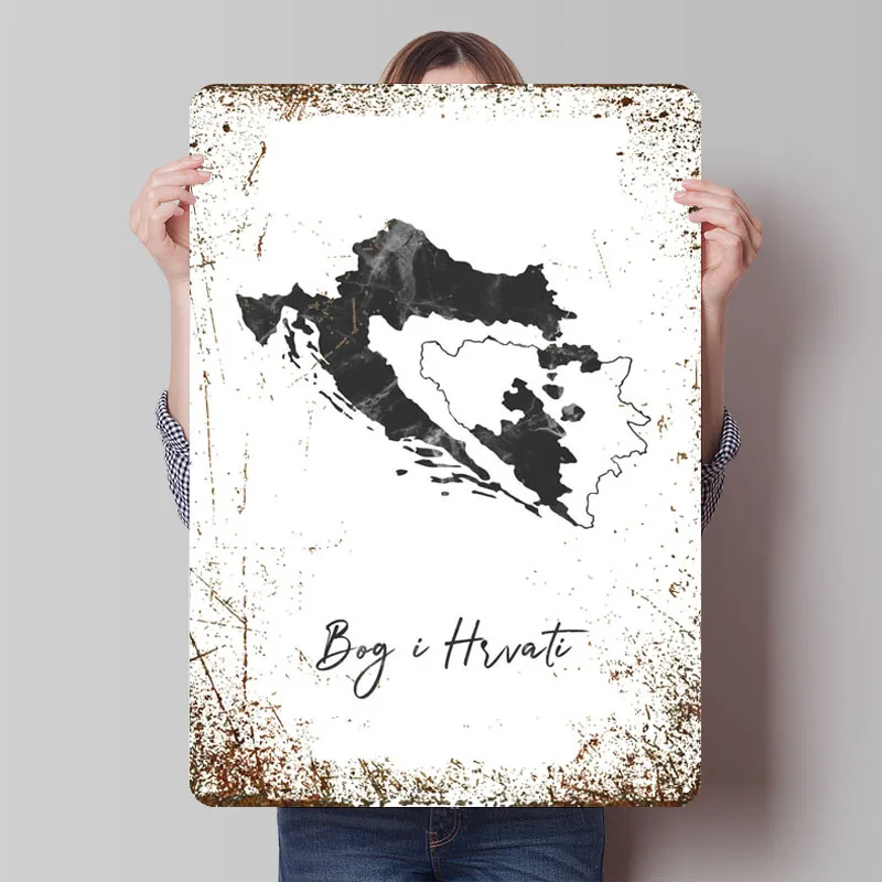 Cartel de hojalata de Croacia I Bog I Hrvati, póster de mapa, accesorios de Bar para decoración del hogar, carteles de Metal personalizados para placas de decoración de arte de pared