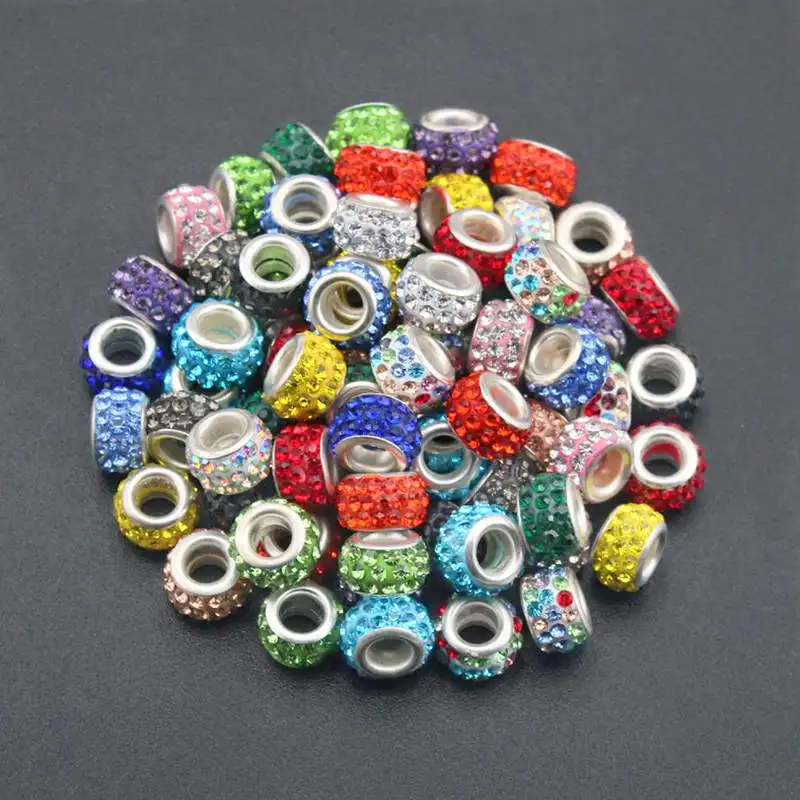 10Pcs/Pack Glass Rhinestone Bead Crystal Spacer Beads for Clothing Crafts Bead DIY Bracelet Earrings Jewelry Making Accessories