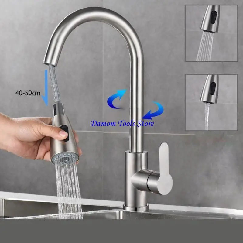 

57BE Элегантный стальной кухонный смеситель Современный кухонный смеситель с одной ручкой, обеспечивающий плавную работу,