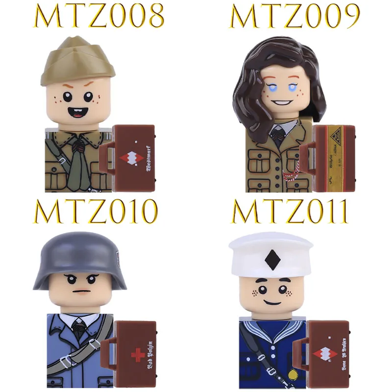 Figurines de soldats militaires de la seconde guerre mondiale, bloc de construction, infanterie de montagne allemande, marine de l'armée de l'air, uniforme de défilé de la milice pour jeunes, briques, jouet pour enfants