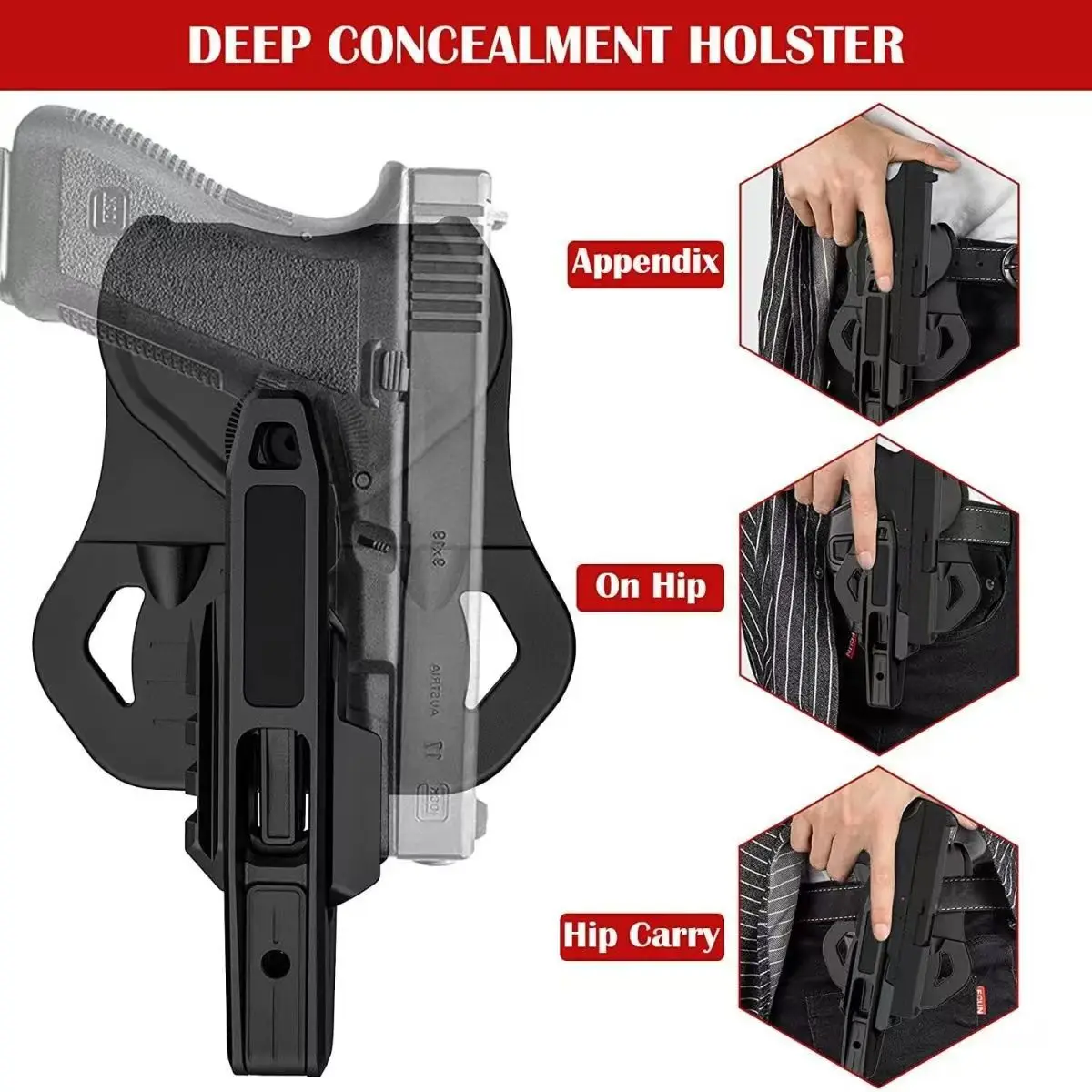 Tactical Pistol Holster Hides Left Gun Holster Airsoft Hunting Holster Belt Gun Case for Glock 9mm /SW40/357 Airsoft Accessories