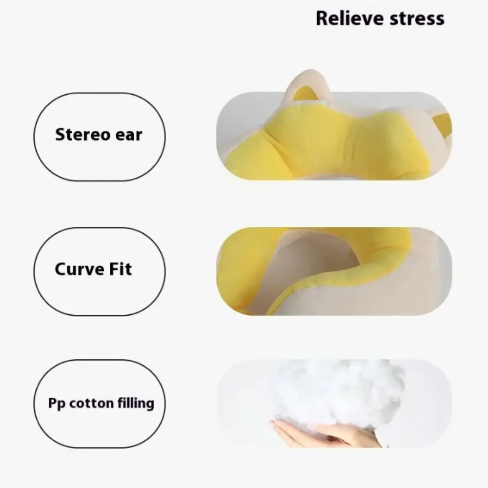 Slow Rebound Travel Neck Pillow Cotton Portable Sleep Camping Pillow Breathable Detachable Cervical Cushion School/Office