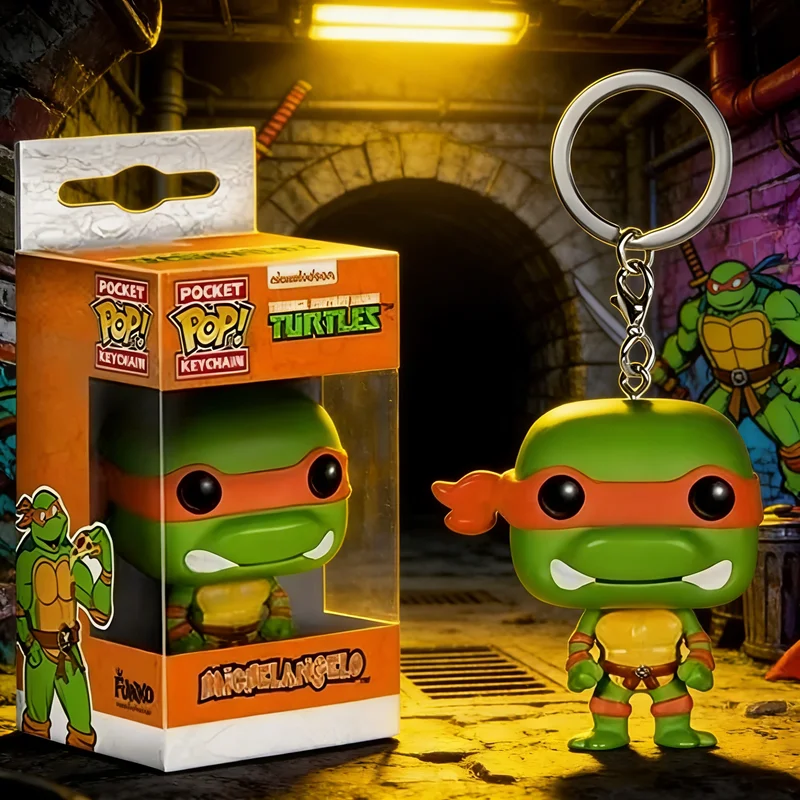 Funko Pop Raphael Leonardo Donatello Michelangelo Vinyl-Puppe, Actionfigur, Modell, Taschen-Schlüsselanhänger, Spielzeug für Kinder, Weihnachtsgeschenk