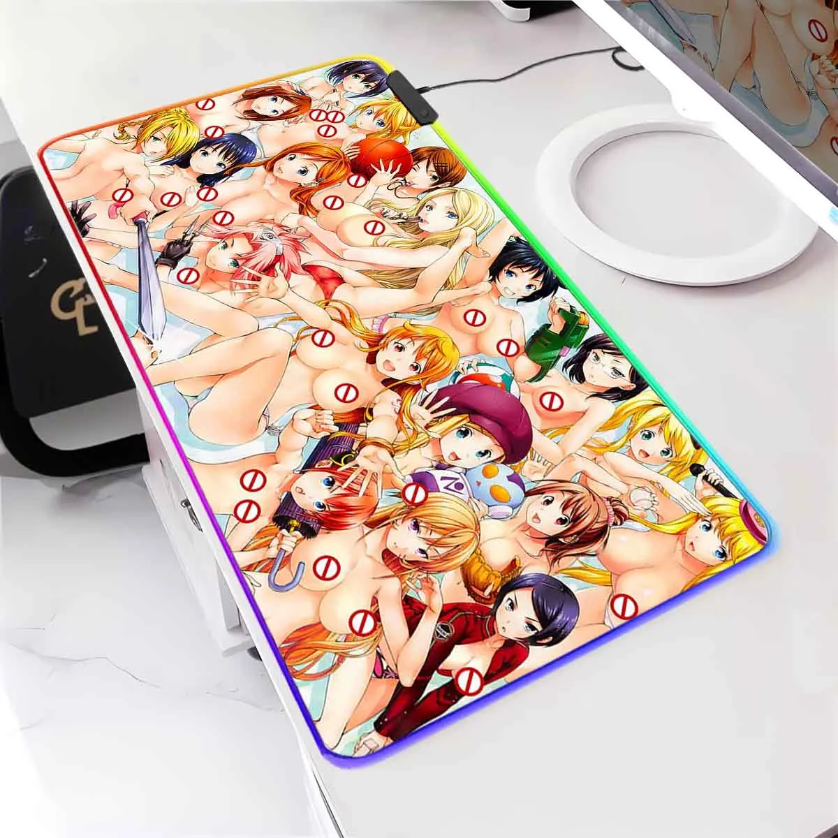 

RGB Backlit Anime F_Food W_Wars! Mouse Pad Cute Anime Grils Luminous Overwatch Mouse Mat Mouse Pad Non-Slip Gamer Keyboard Mat