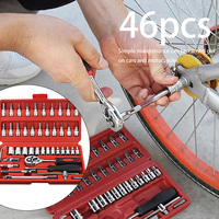 Motorcycle 46pcs 1/4 Inch Drive Socket Ratchet Wrench Set Complete Car Repair Kit for Auto and Bicycle Maintenance Tools amagi