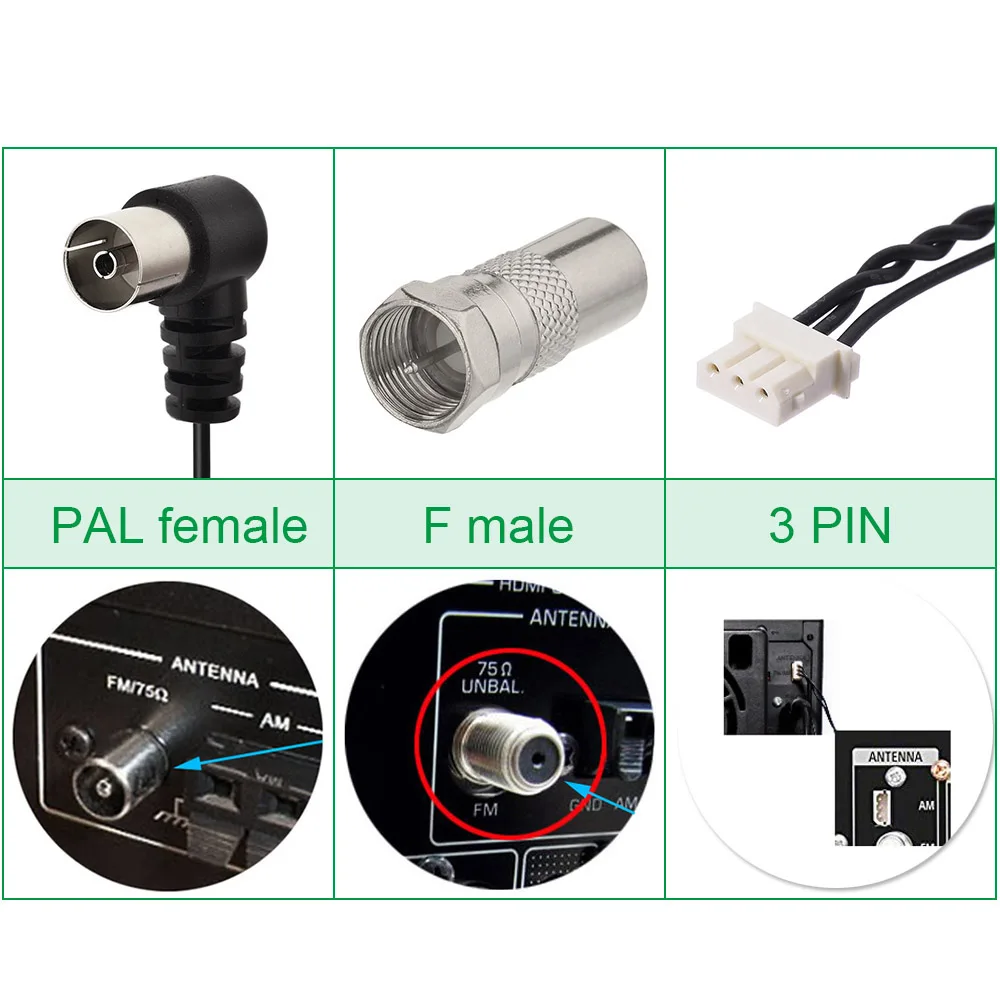 Superbat 75 ohm Indoor FM Antenna UNBAL PAL Male and 3 Pin Connector for Sony Home Theater Systems Amplifier Stereo AV Receiver