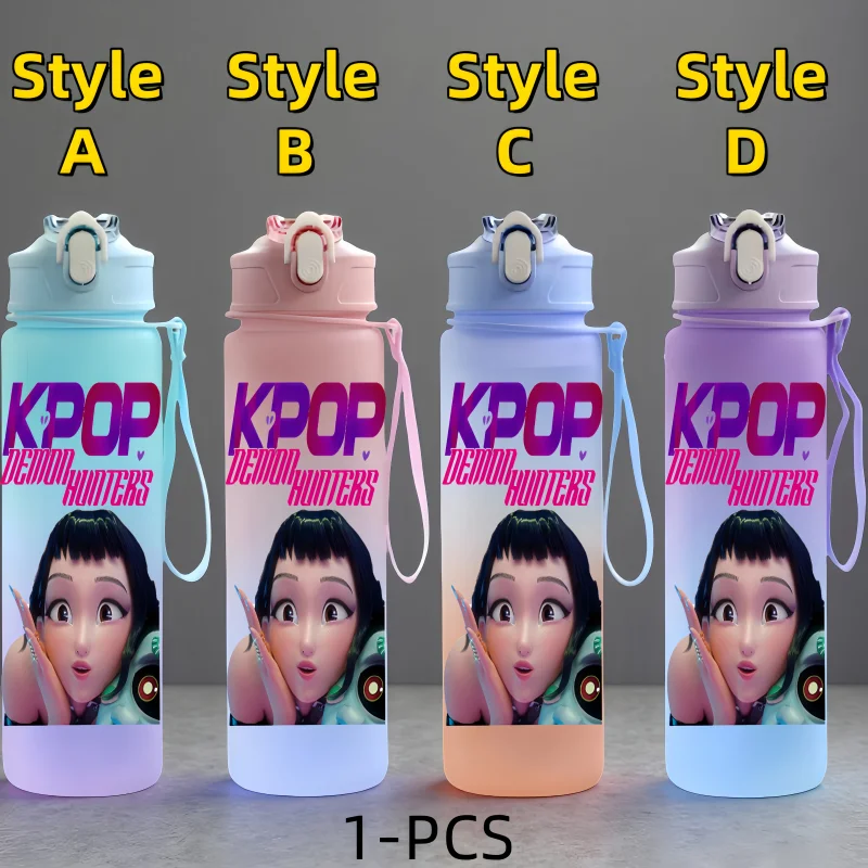 كوب ماء لطيف لشخصية الرسوم المتحركة من KPop Demon Hunters بسعة كبيرة وزجاجة مياه محمولة للاستخدام الخارجي هدية للأولاد والبنات