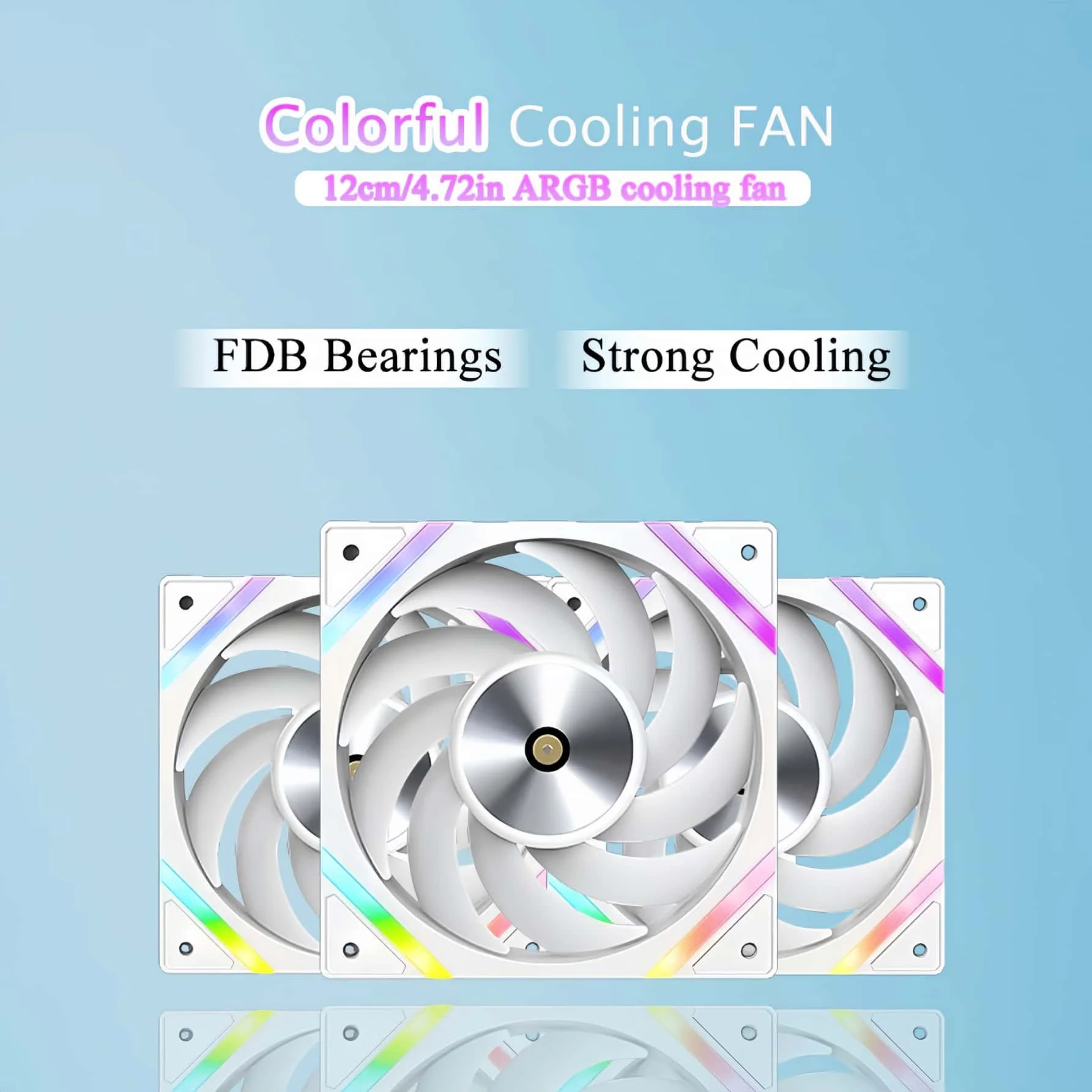 

120mm ARGB PC Cooling Fan | FDB Bearing Quiet PWM Case Fan with RGB Light Strip