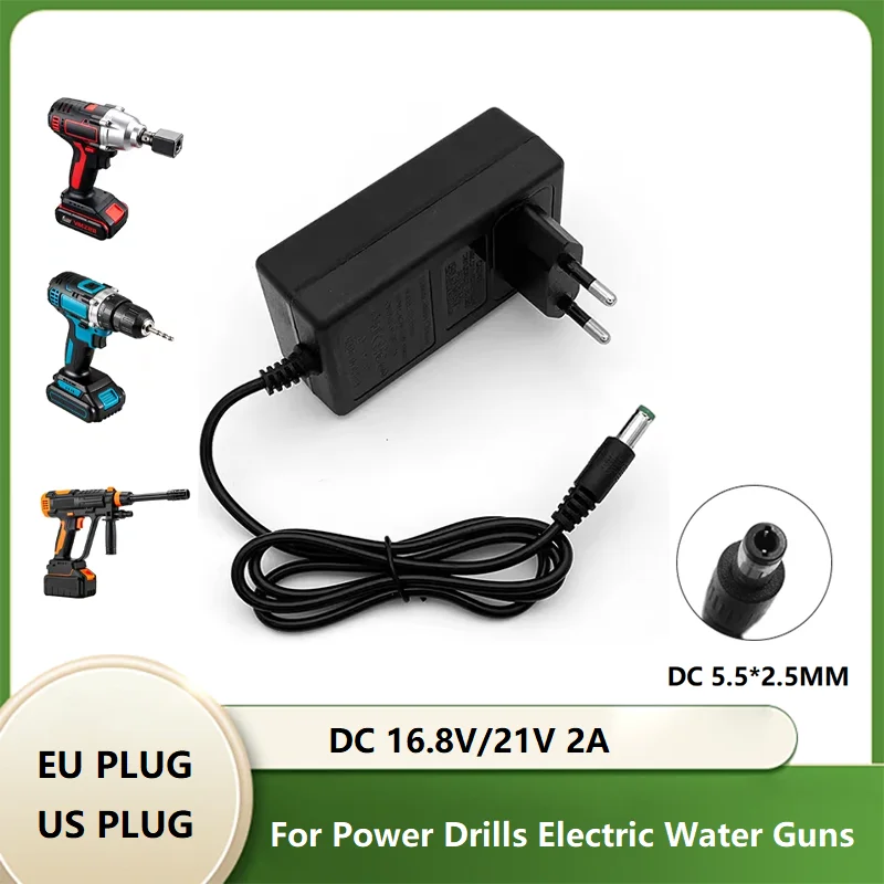 DC 16,8V/21V 2A Netzteil EU-Stecker AC100-240V Lithium-Batterieladegerät für Elektrobohrer, elektrische Wasserpistolen, für Makita-Batterien
