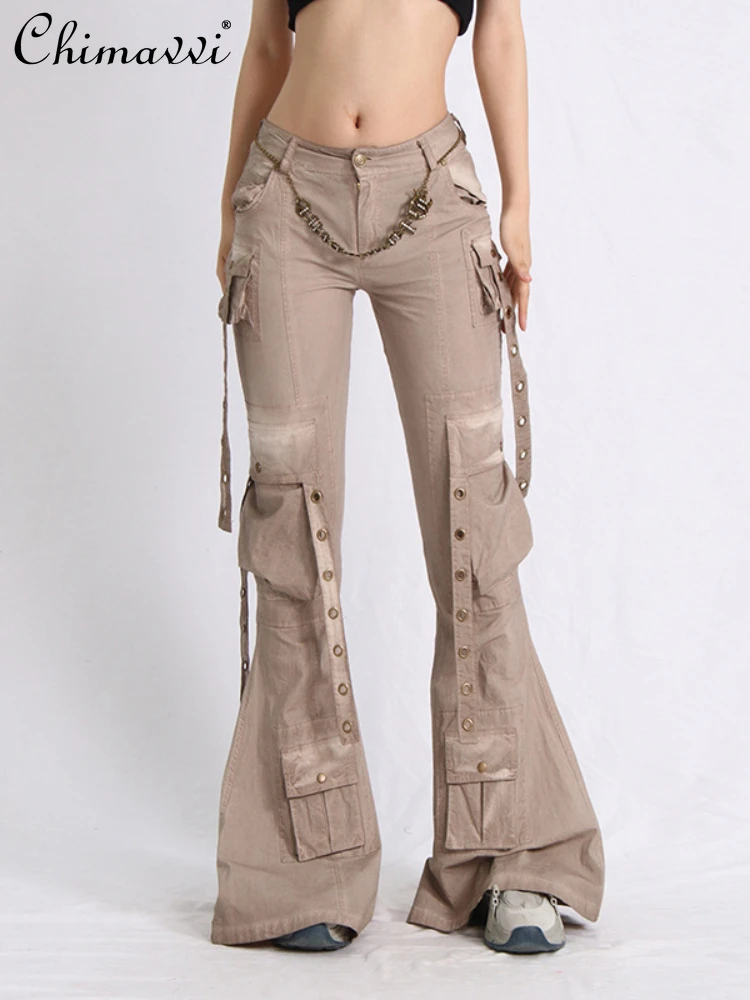 

Fashionable Cargo Pants Women 2023 Spring Autumn New High Waisted Jeans Female Street Style Flared Mop Pants Slouchy Jeans