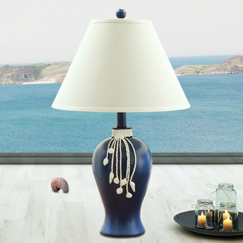 Mediterranean Style Minimalist Blue Resin Floor Lamps Warm Retro Desk Lamp Homestay Hotel Atmosphere Table Lights Indoor Fixture