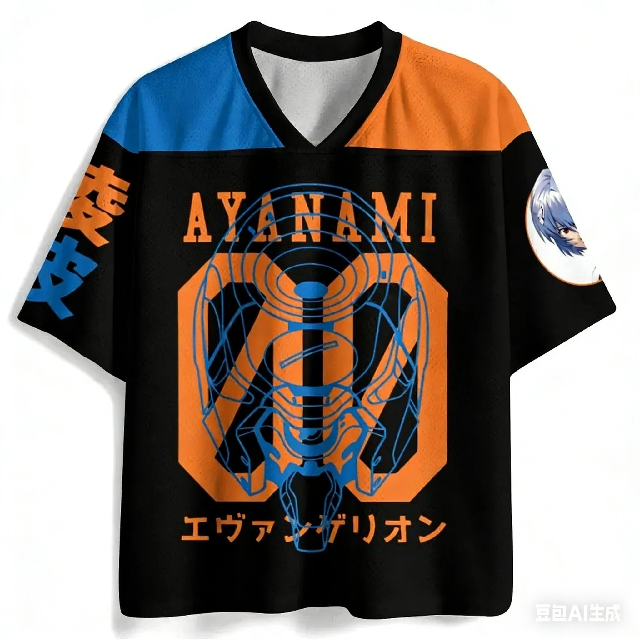 Summer New EVA New Century Gospel Warrior Surrounding Ayanami 00 Large Loose Speed Drying Men's and Women's T-shirts
