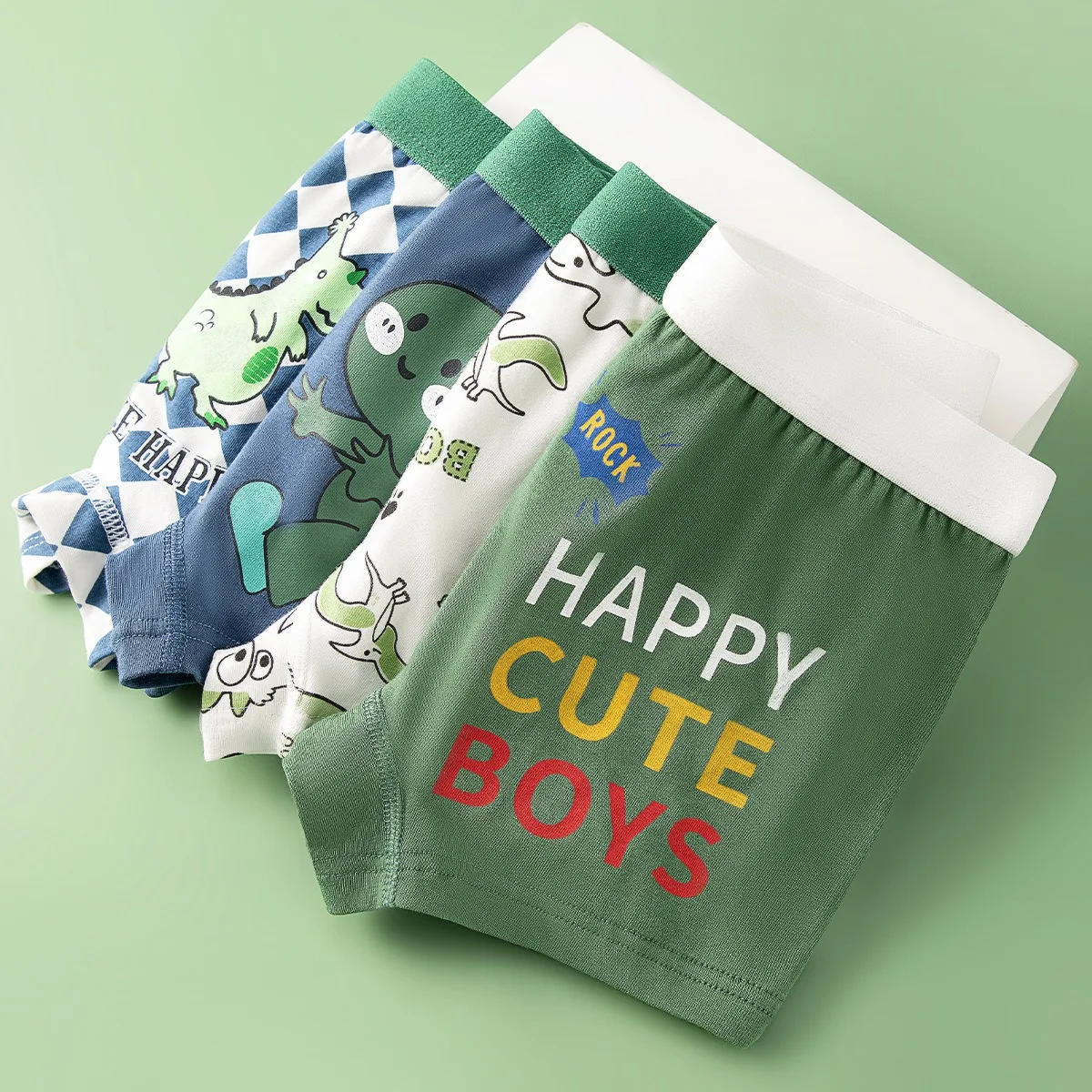 4 Pack Children Cotton Boxer Briefs for Boys 3-14 Years Old Kids Underpants Breathable Teens Knickers No Side Seam Boy Boxer Sho