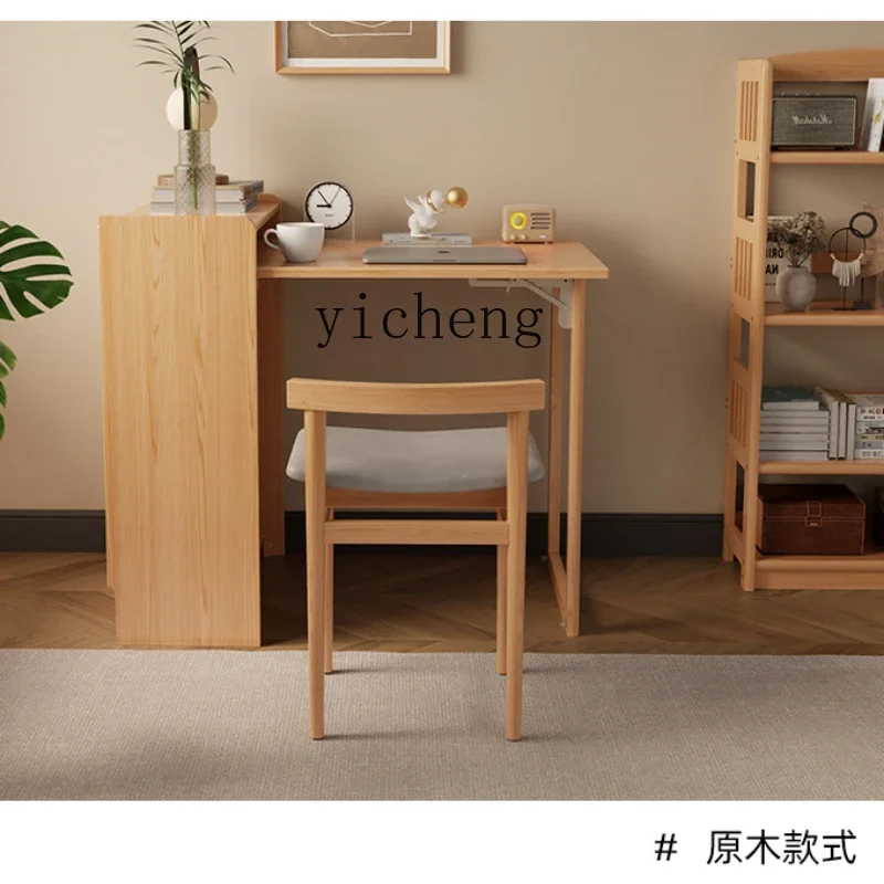 

Solid Wood Folding Desk Bookcase Bookshelf Integrated Home Corner Computer Table