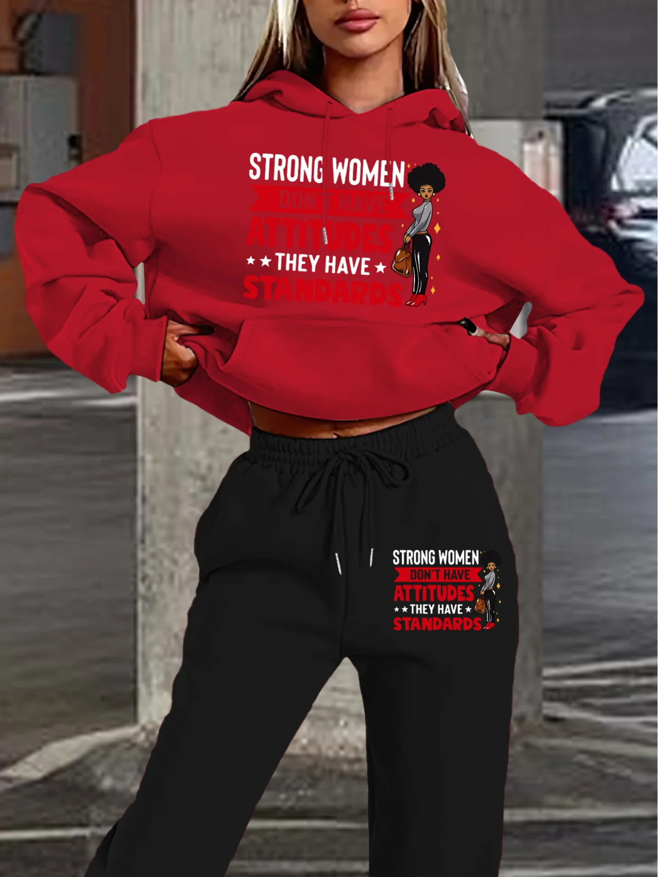 2026 New Women Hoodie Sweatpants Set Long Sleeve Hooded 2 Piece Outfit Casual Tracksuit Kangaroo Pocket Jogging Matching Suit view 5