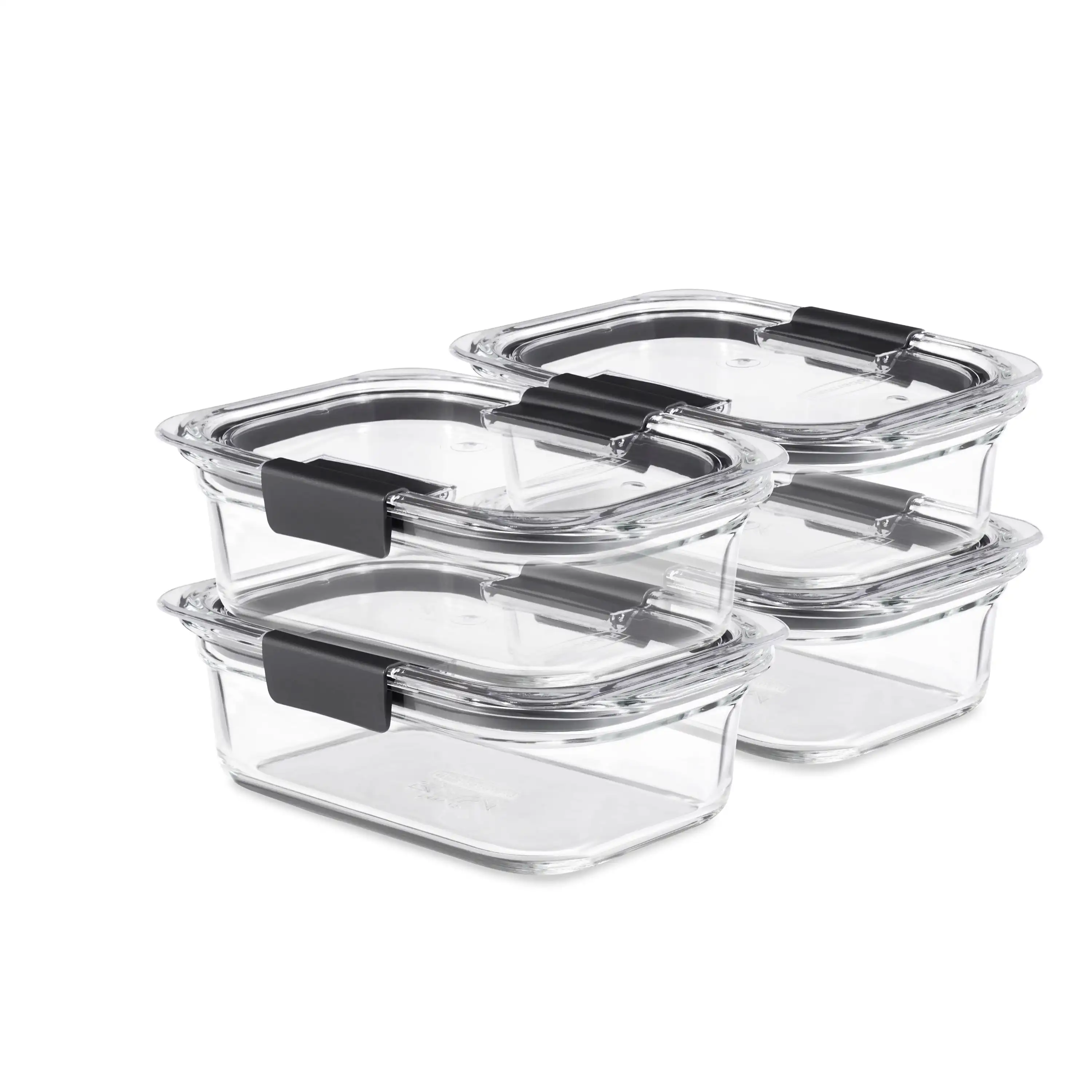 Glass Set of 4 Food Storage Containers with Latching Lids, 3.2 Cups