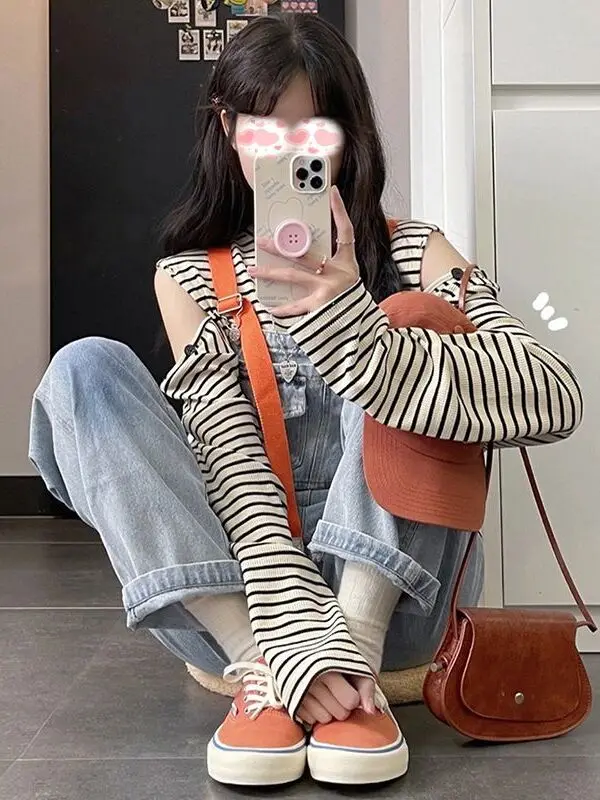 

Slimming Effect Design Color Blo Denim Overalls Women's Spring Autumn plus Size Faionable Jeans Pants for Plump Sister