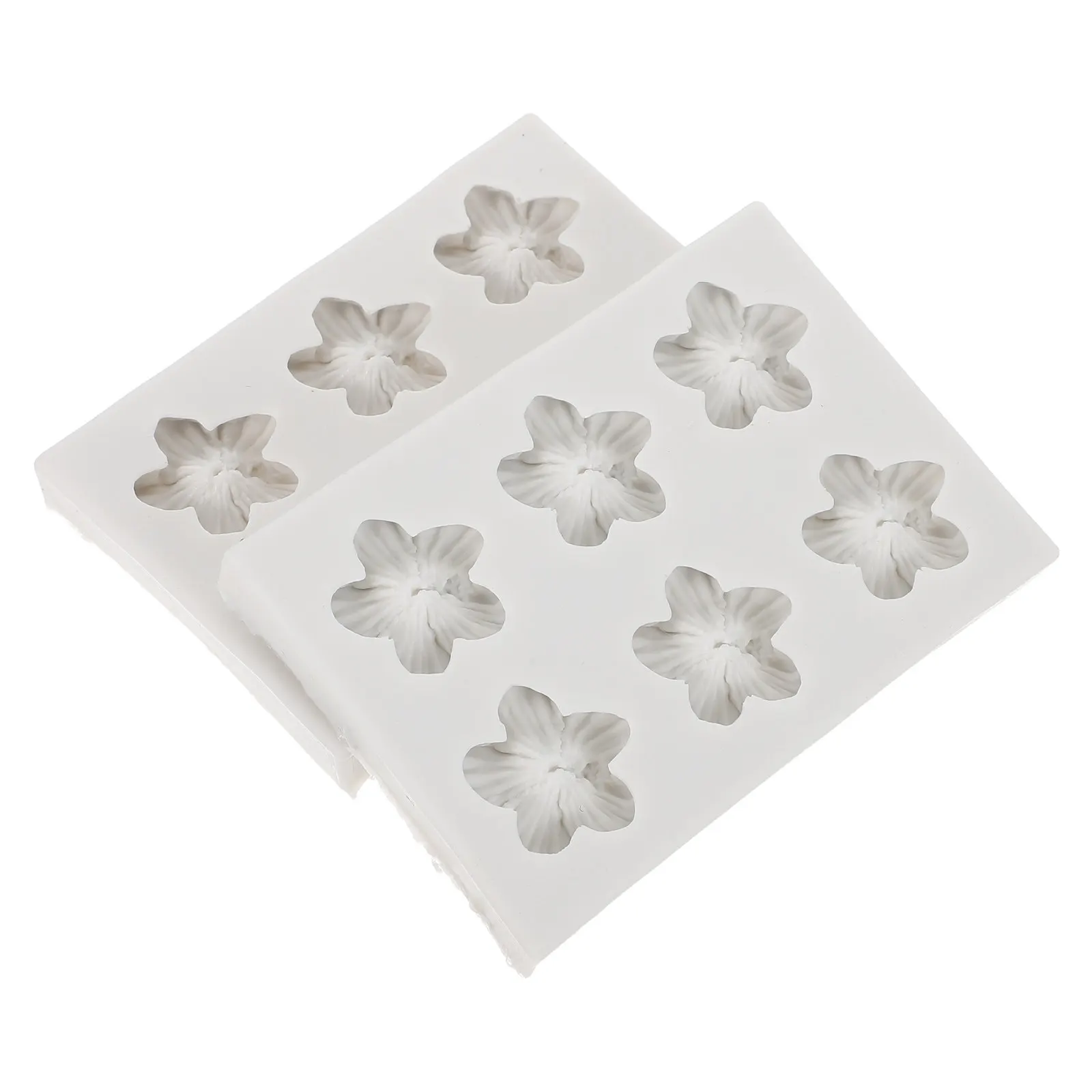 2Pcs Hibiscus Silicone Flower Mold Food Safe Flexible for Cake Cupcake Candy Chocolate Fondant Clay Craft Hibiscus Fondant Mold view 3