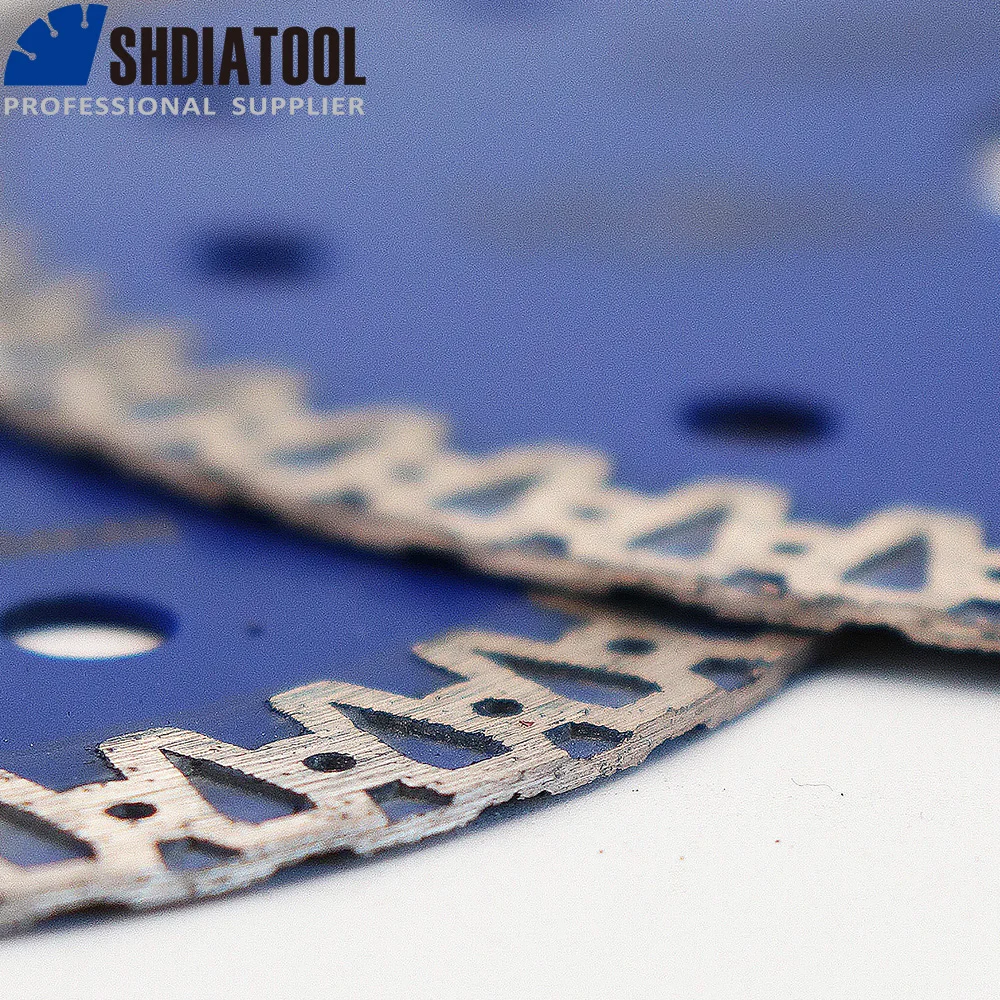 SHDIATOOL 1pc Diamond Cutting Disc A-shaped Blue Saw Blade 4\'\' Or 5\'\' High quality Steel Body For Marble Masonry Ceramic Tile
