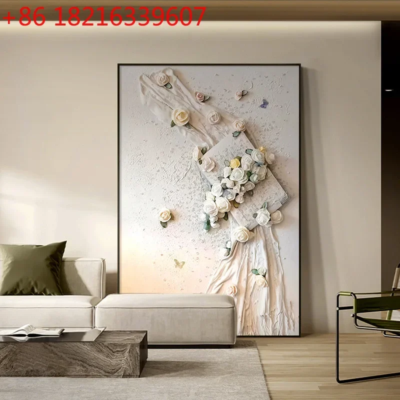 High-level entrance hanging painting entrance corridor mural living room sofa background wall decorative painting