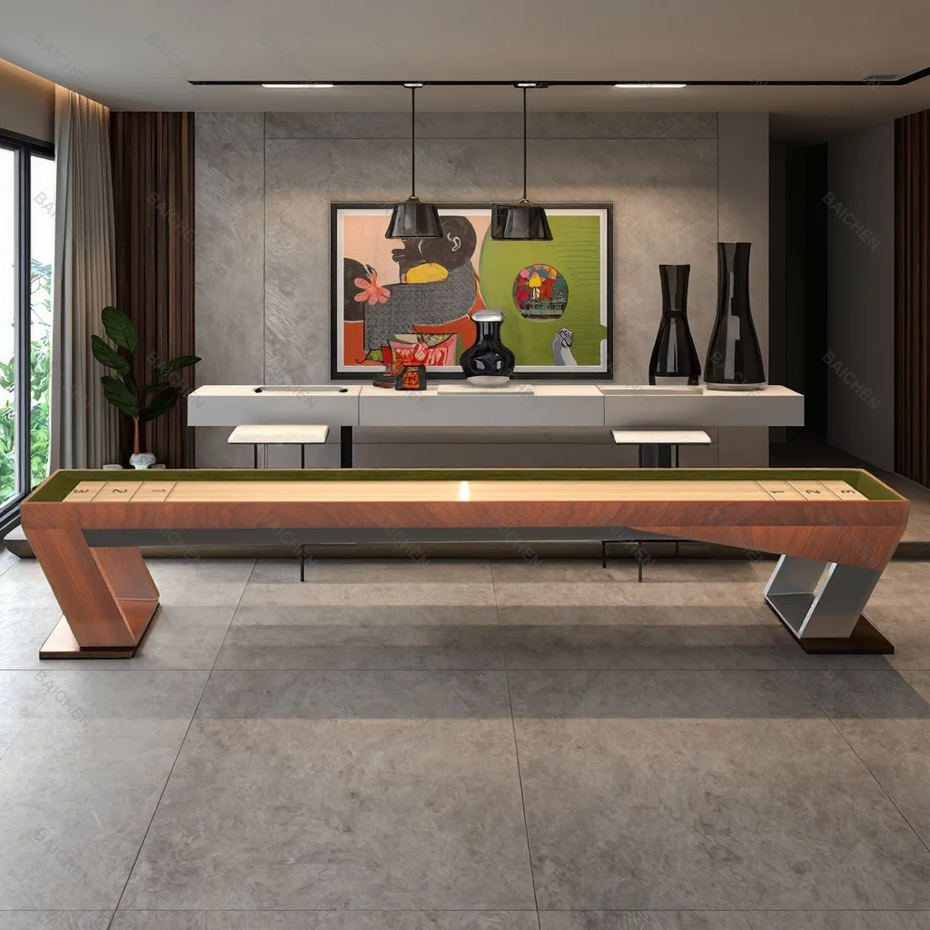 2026 Professional 9ft 12ft 14ft 16ft Indoor Wooden Shuffleboard Table Polymer Finish Playfield Tournament Family Game Roompromot
