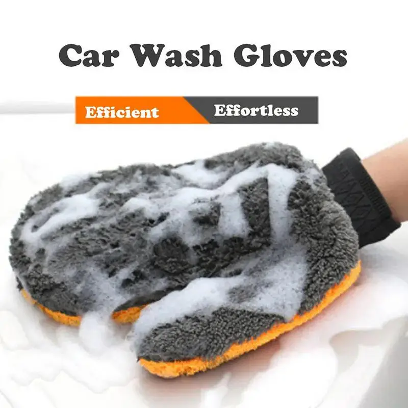 Car Wash Mitt Super Thick Scratch Free Mitts Reusable Wash Mitt Strong Water Absorption Double-Sided Drying Mitt Car Detailing