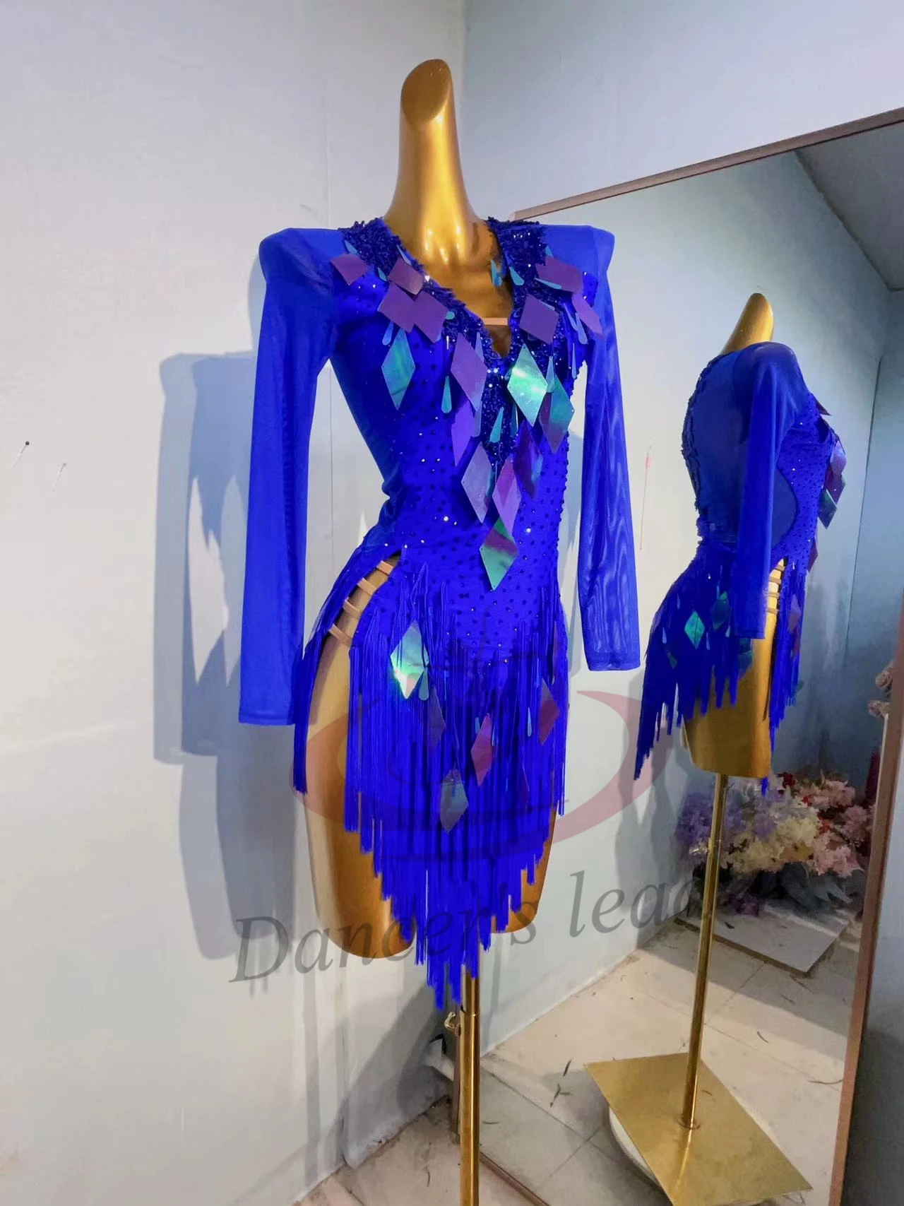 Latin Dance National Standard Competition Clothing High-end Customized Mesh Sequins With Diamond Samba Standard Dress