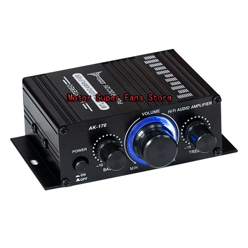 

AK170 Mini Digital Power Audio Car Amplifier Blue Light Stereo Audio Amplifier for Home Theater Club Party Music 20Wx2 Power
