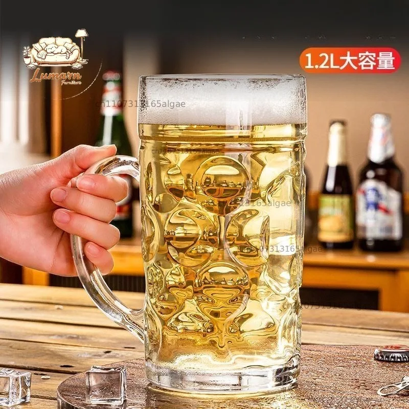 600/680ml Thickened Oversized Glass with Large Capacity -for Household Use Handle Beer Glass Party Supplies Kitchen Tools