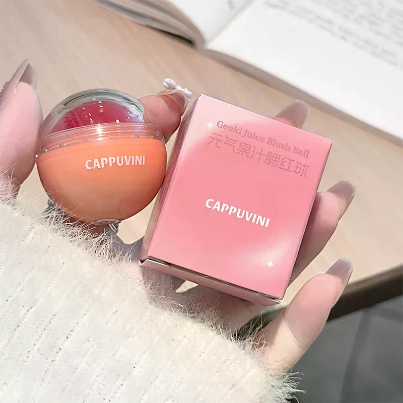 Cappuvini suco blush bola água luz blush iluminando rosto cor fácil multi-uso blush maquiagem adequado para lábios e bochechas