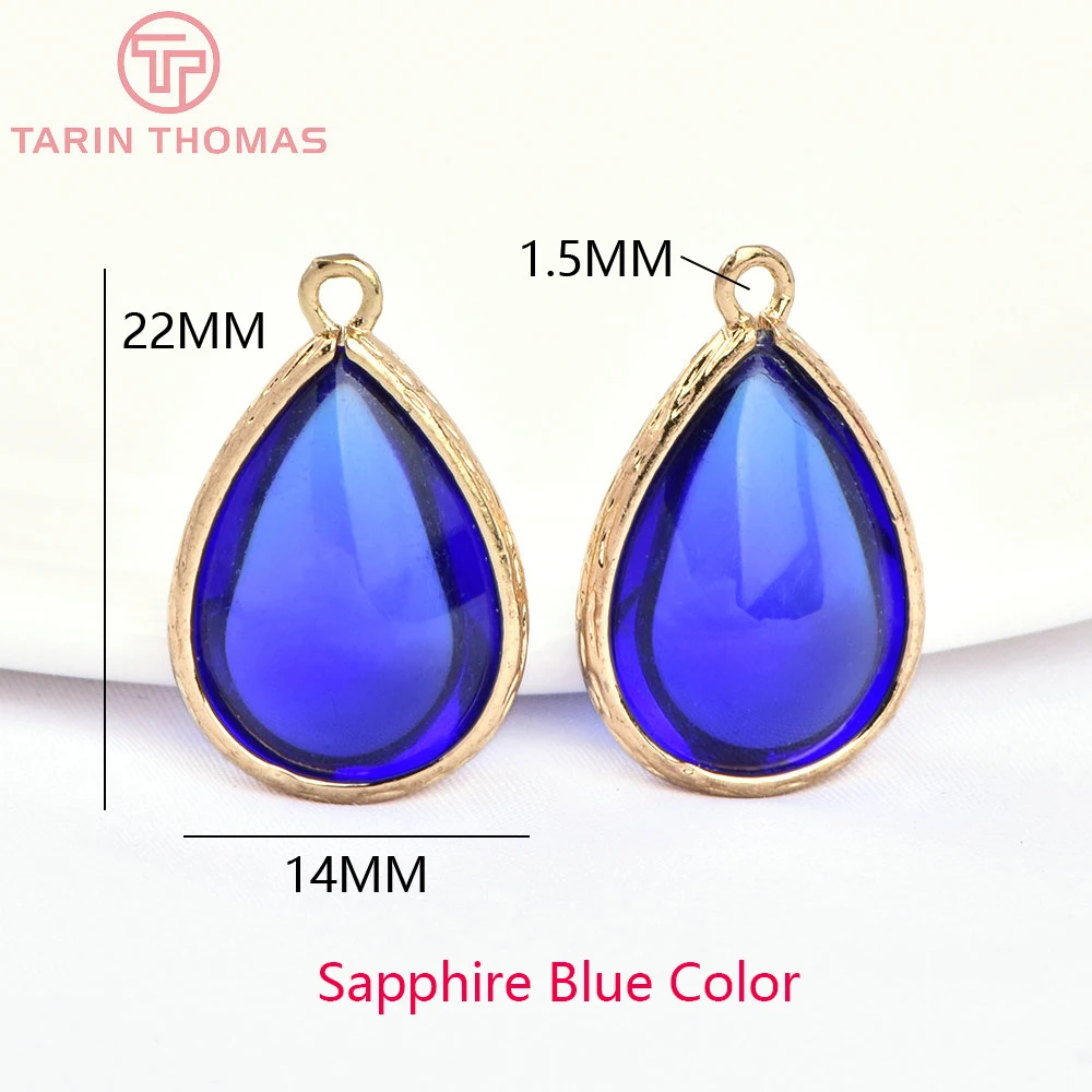 (4122)10PCS 22x14MM 24K Champagner Gold Farbe Messing und Glas Tear Drop Form Charms Anhänger Diy schmuck Erkenntnisse Zubehör – Detail 20