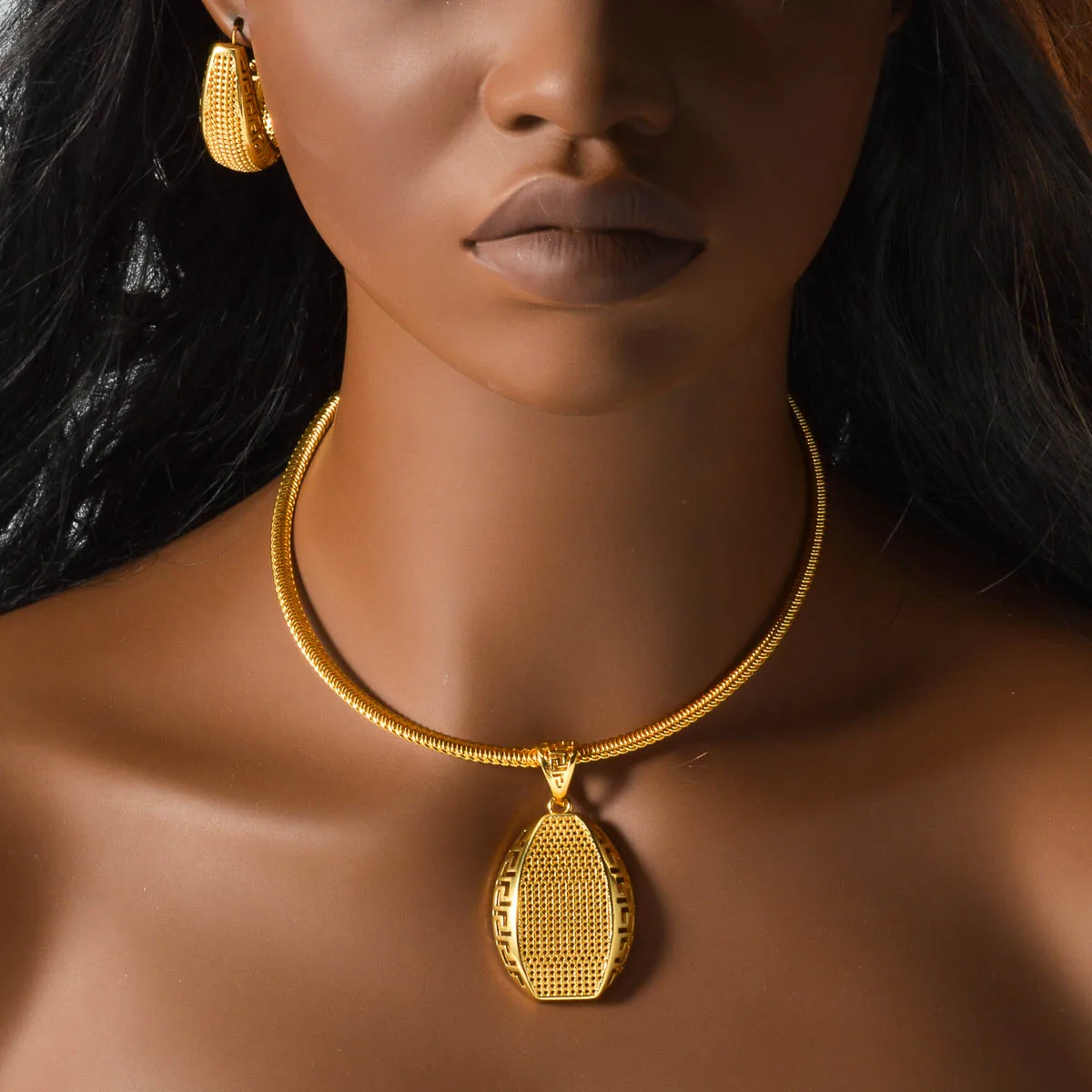 

New Style Jewelry Sets Luxury Pendant Earrings Dubai 18k Gold Plated Necklace Party Anniversary Birthday Gifts Accessories