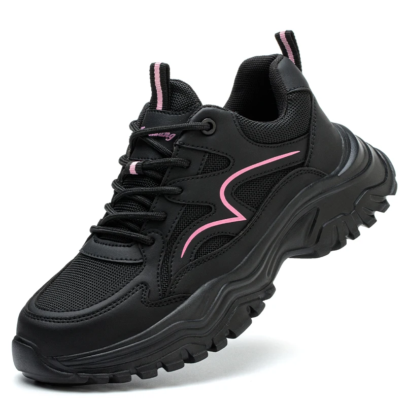 Sicherheitsschuhe Damen Arbeitsschuhe Strukturierte Schuhe Pneumatischsichere Schutzschuhe Arbeitsstiefel Stahlkappe Damen Plateauschuhe