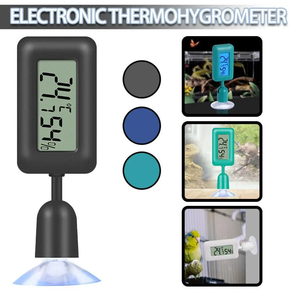 Noctilucent Digital Reptile Thermometer ABS with Suction Cup Reptile Thermometer Hygrometer Digital Gauge 360° Rotatable
