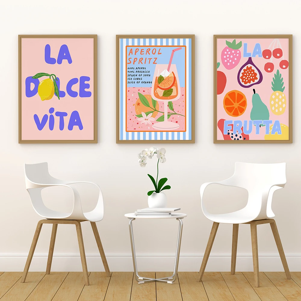 Italian Kitchen Wall Art  La Dolce Vita Print Aperol Spritz Poster Picante Pasta Decor, Frutti Di Mare, La Frutta Wall Pictures
