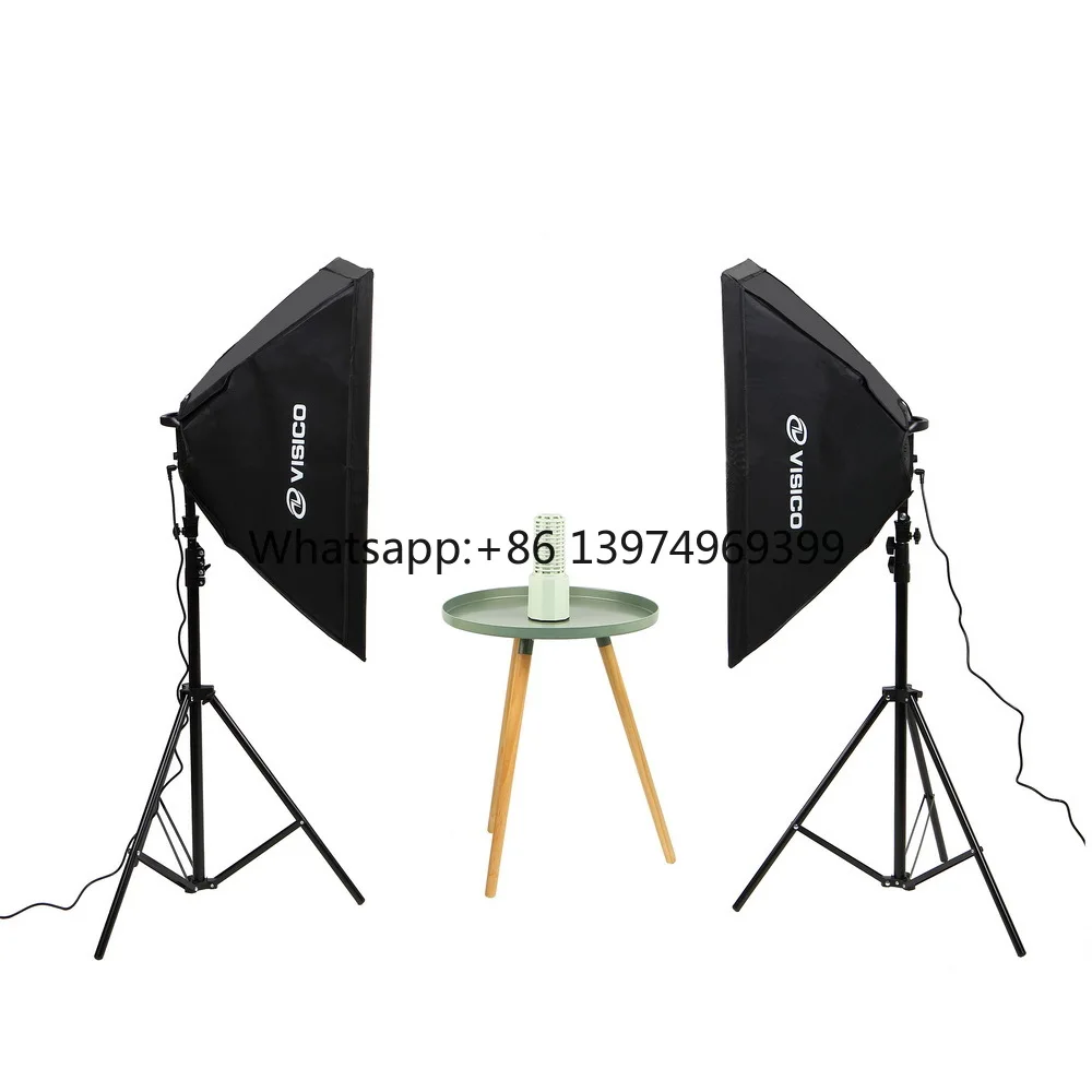 Two-Light Continuous Bi-Color 50*70cm Softbox Studio Lighting Kit with Light Stand and Softbox for Photography
