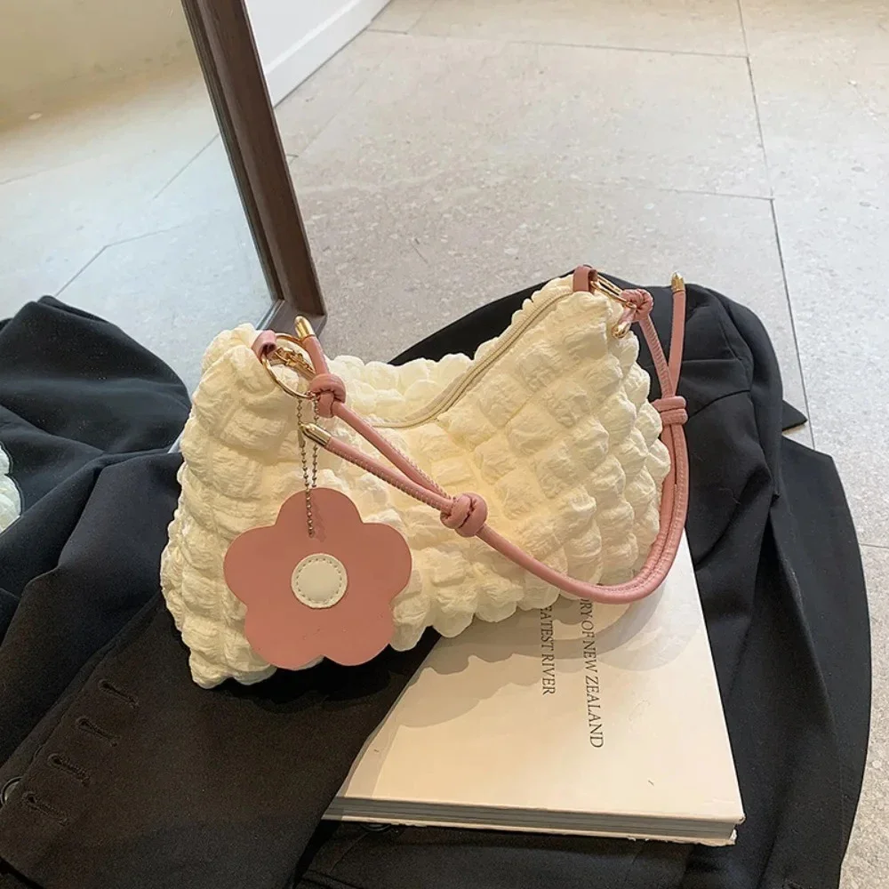 Модная плиссированная стеганая сумка на плечо в клетку с пузырьками, однотонная повседневная сумка-тоут под мышками, сумка-мессенджер для женщин