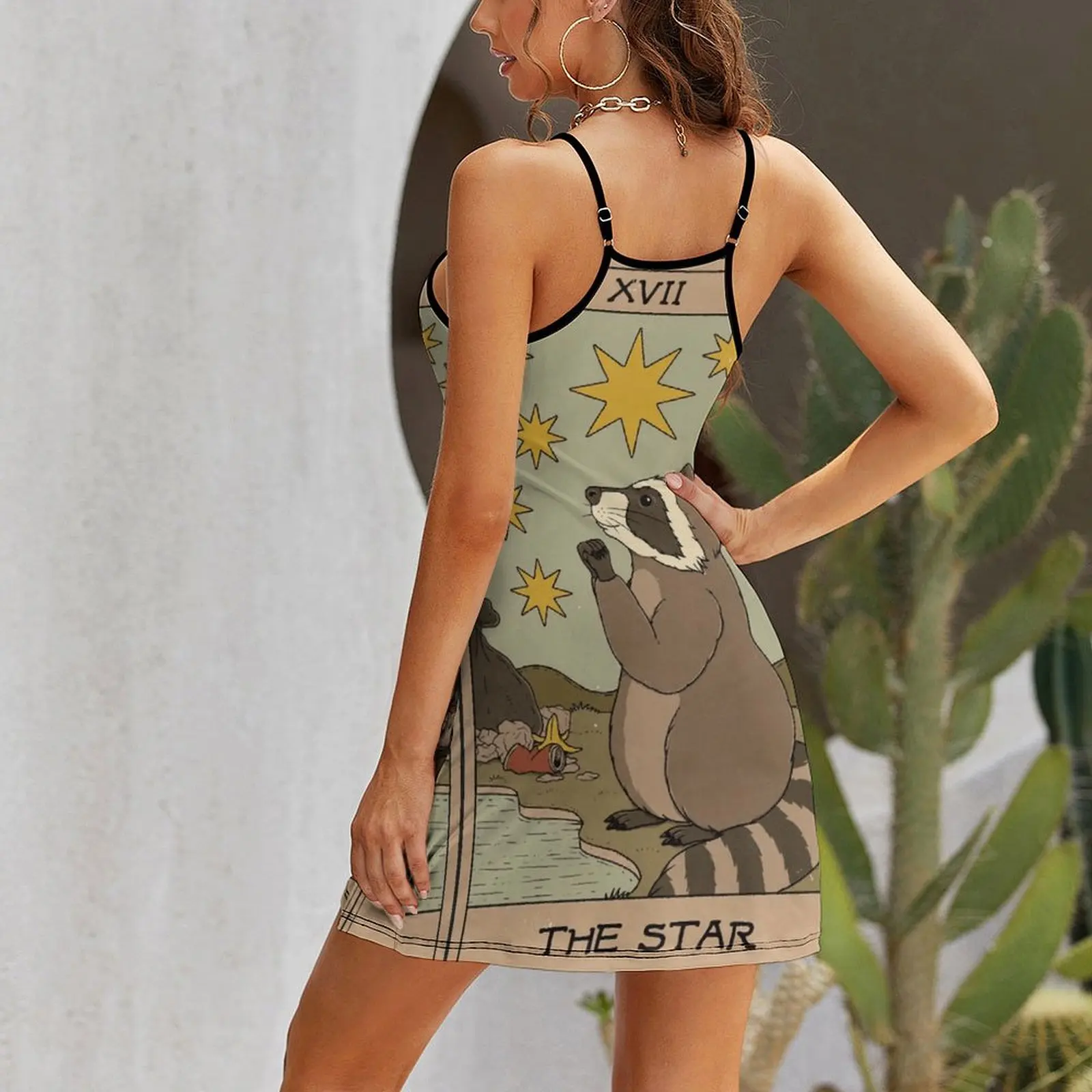 The Star Raccoons Tarot for Sale Casual Graphic Sexy  Woman's Gown  Women's Sling Dress Funny Vintage  Clubs The Dress