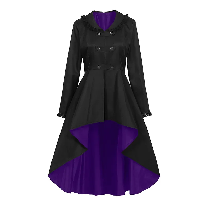 

New Women Gothic Steampunk Tailcoat Jacket Vintage Irregular Hem Victorian Frock Coat Tuxedo Uniform Medieval Halloween Costumes