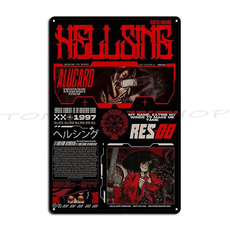 Alucard Hellsing  Metal Plaque Poster Garage Wall Plaque Painting Garage Decoration personalized  Tin Sign Poster