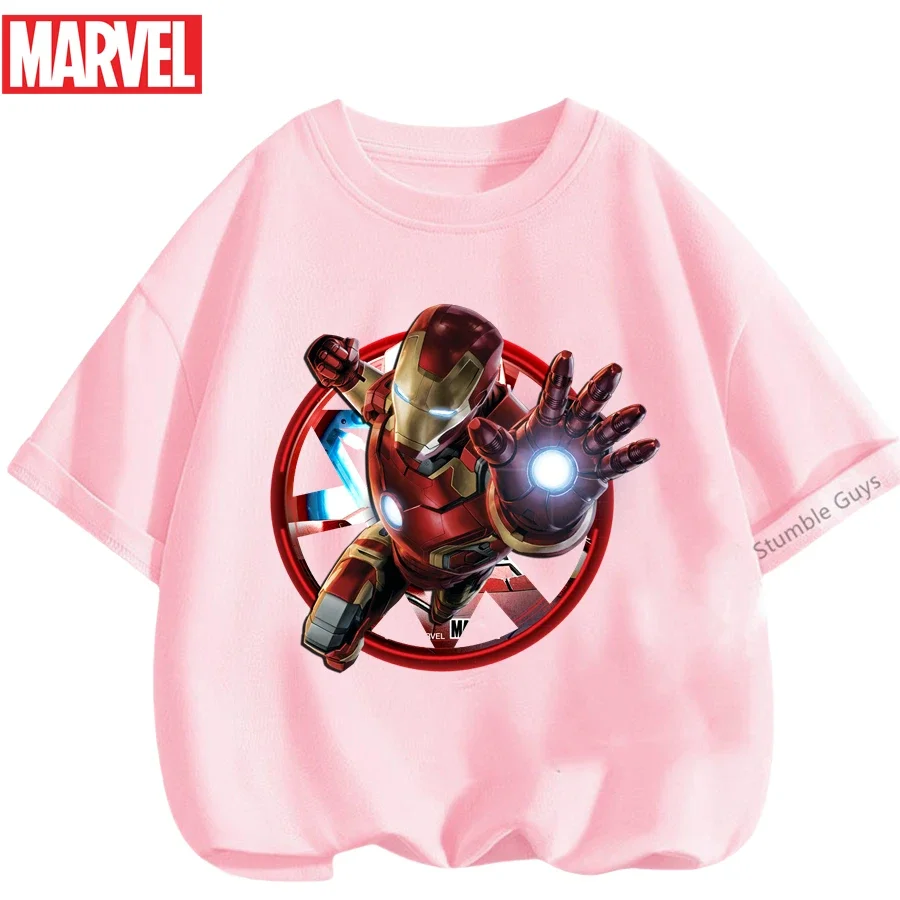 

Футболка с принтом Железного человека для мальчиков и девочек, летние дышащие топы Marvel Avengers, новая аниме-одежда 2026 года