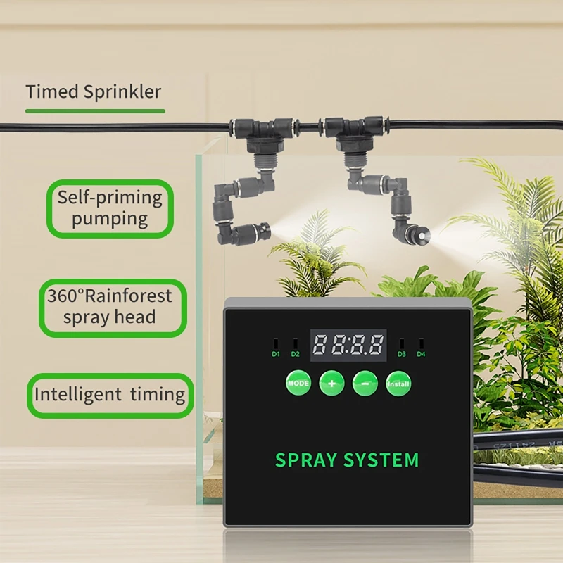 Water Plant Aquarium Rainforest Fish Tank Plant Timing Sprayer Reptile Humidification Intelligent Sprayer System Kit EU