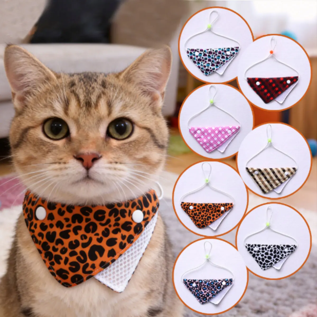 

Pet Triangle Scarf Cat & Dog Adjustable Summer breathable Mesh Kerchief BibFashionHandsomeLeopard Print Pet Grooming Accessories