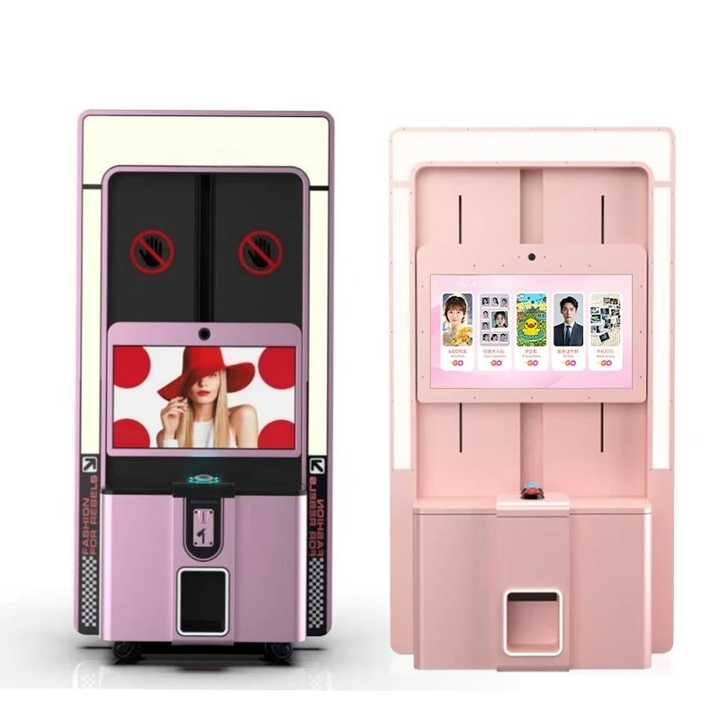 Coin-operated Adjustable Swiping Card AI Self-service Photo Booth Metal Construction English/Japanese WiFi Connectivity