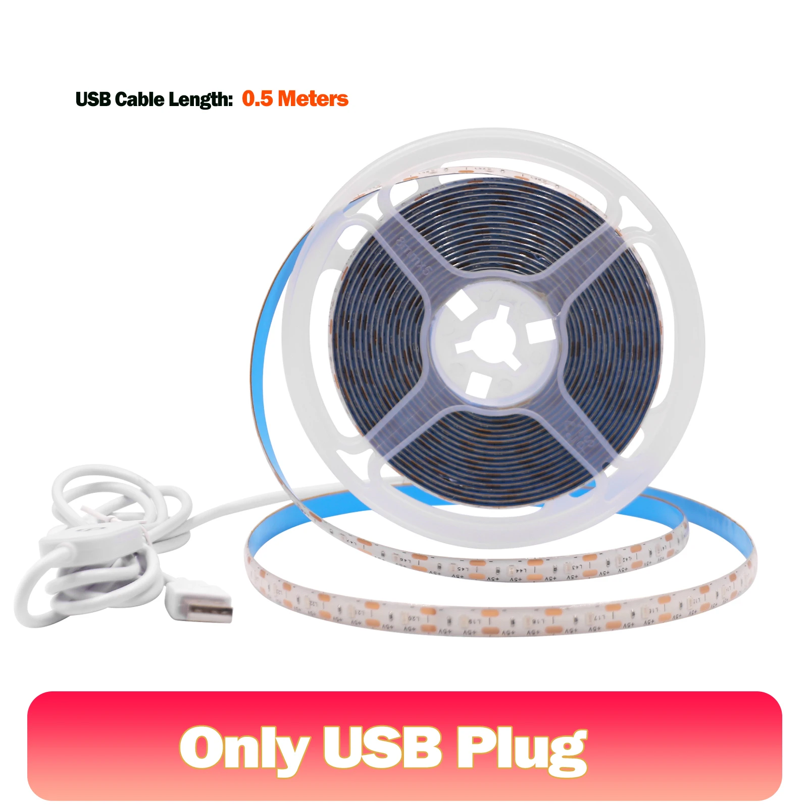 KISUFU 5 V LED-Streifenlicht, USB-Dimmer/Schalter, weiß, warm, blau, wasserdicht, Klebeband, 2835, 60 LEDs, Schrank, Zimmer, Nachtbeleuchtung, 1 m, 3 m, 5 m 3