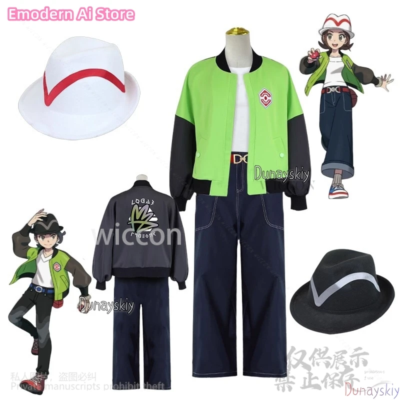 

Anime Mon LEGENDS Z-A Cosplay Hero Heroine Costume Green Black Uniform Jacket Long Sleeve Baseball Suit Hat For Girls Customized