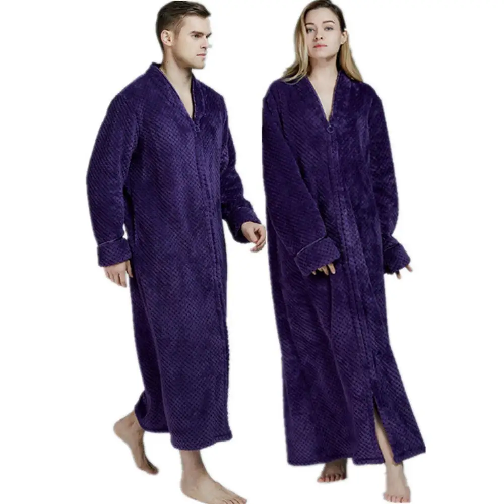 Winter Extra Long Men Bathrobe Plus Size Warm Coral Fleece Pajamas Women Men Bath Robe Bridesmaid Dressing Gown Wedding