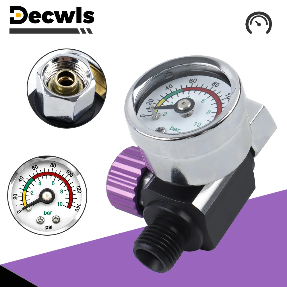 G1/4 Interface Spray Gun Pressure Regulator, 0-140PSI Adjustable Air Pressure Filter Valve, Portable Pneumatic Tool Accessory