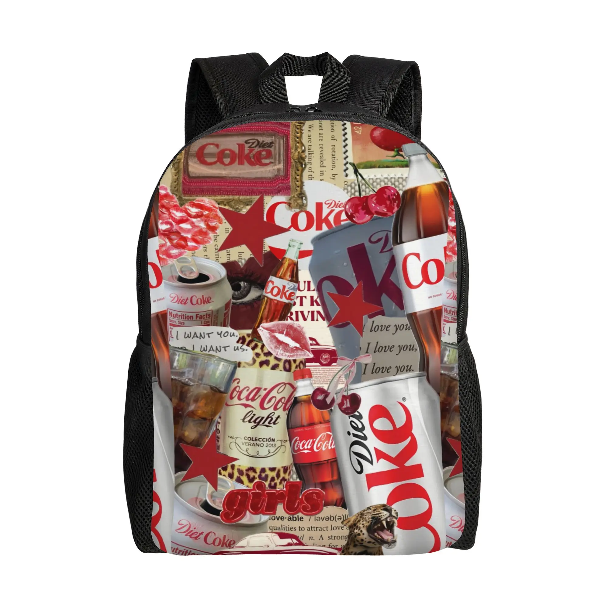 

Рюкзак dDiet Coke в стиле ретро с коллажным рисунком, модный женский рюкзак большой вместимости, школьный рюкзак, сезон к началу учебного года